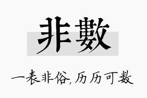 非数名字的寓意及含义