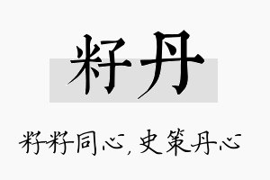 籽丹名字的寓意及含义