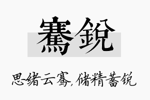 骞锐名字的寓意及含义