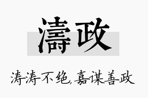 涛政名字的寓意及含义