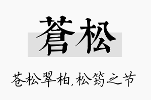 苍松名字的寓意及含义