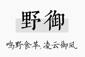 野御名字的寓意及含义