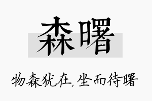 森曙名字的寓意及含义