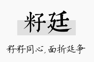 籽廷名字的寓意及含义