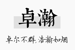 卓瀚名字的寓意及含义