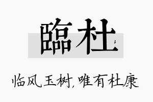 临杜名字的寓意及含义