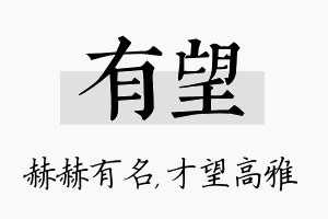 有望名字的寓意及含义