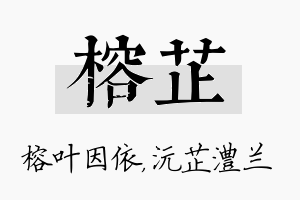 榕芷名字的寓意及含义