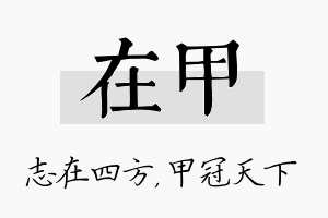 在甲名字的寓意及含义