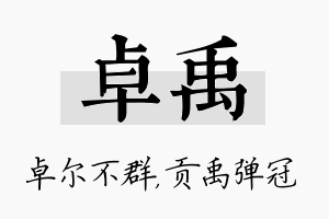 卓禹名字的寓意及含义