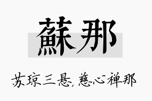 苏那名字的寓意及含义