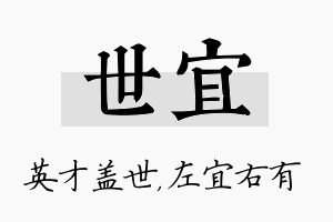 世宜名字的寓意及含义