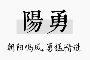 阳勇名字的寓意及含义