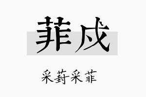 菲戍名字的寓意及含义