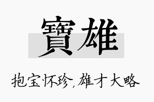 宝雄名字的寓意及含义