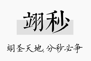 翊秒名字的寓意及含义