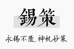 锡策名字的寓意及含义