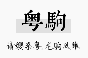 粤驹名字的寓意及含义