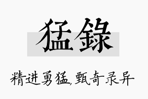 猛录名字的寓意及含义