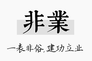 非业名字的寓意及含义