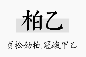 柏乙名字的寓意及含义