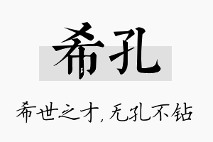 希孔名字的寓意及含义