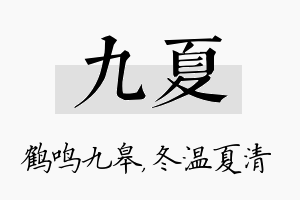 九夏名字的寓意及含义