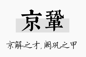 京巩名字的寓意及含义