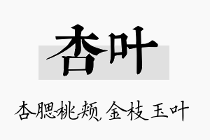 杏叶名字的寓意及含义