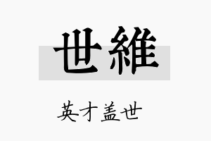 世維名字的寓意及含义