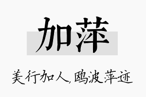 加萍名字的寓意及含义