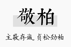 敬柏名字的寓意及含义