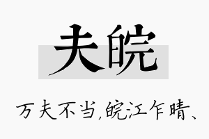 夫皖名字的寓意及含义