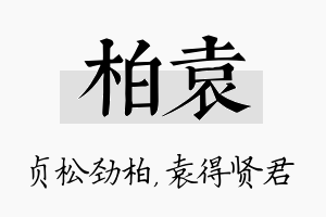 柏袁名字的寓意及含义