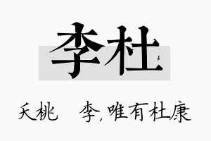 李杜名字的寓意及含义