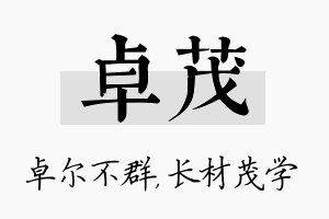 卓茂名字的寓意及含义