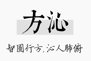 方沁名字的寓意及含义