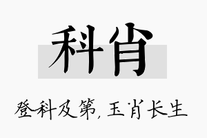 科肖名字的寓意及含义