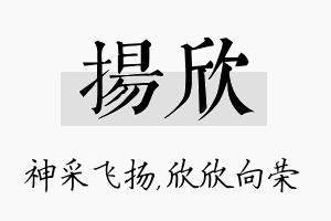 扬欣名字的寓意及含义