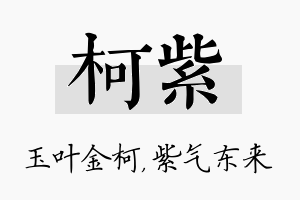 柯紫名字的寓意及含义