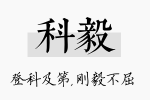 科毅名字的寓意及含义