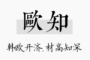 欧知名字的寓意及含义