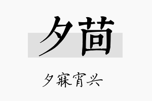 夕茴名字的寓意及含义