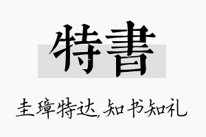 特书名字的寓意及含义