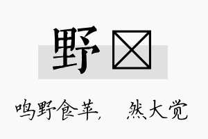 野燊名字的寓意及含义