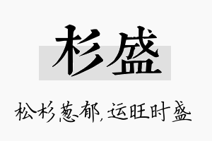 杉盛名字的寓意及含义