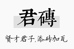 君砖名字的寓意及含义