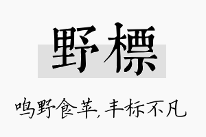 野标名字的寓意及含义