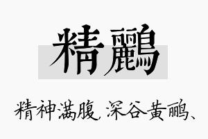 精鹂名字的寓意及含义