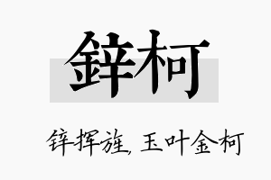 锌柯名字的寓意及含义